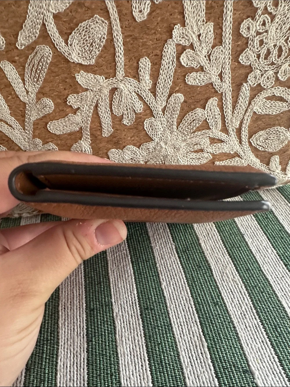 kate spade Brown Pebble Leather Zip Card Wallet